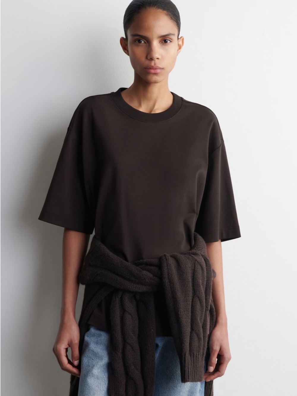 COS Dark Brown OVERSIZED T-SHIRT